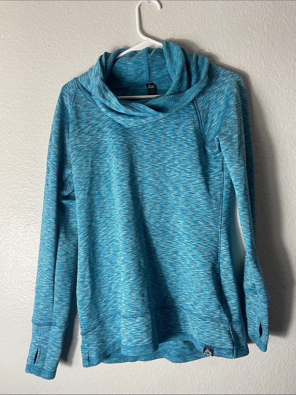 RBX Women's Turquoise Space-Dye Cowl Neck Sweater